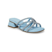 Anne Klein Womens Nikole Glitter Slip On Slide Sandals